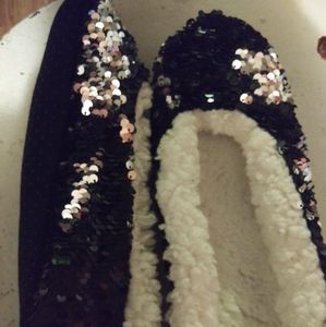 Cute sparkly fuzzy slippers